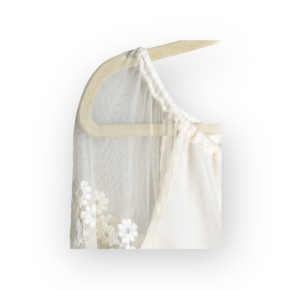 new Chaser ✶ Vintage Inspired Mesh + Lace Off Shouder Mini Dress ✶ Alabaster ✶ - Picture 7 of 16